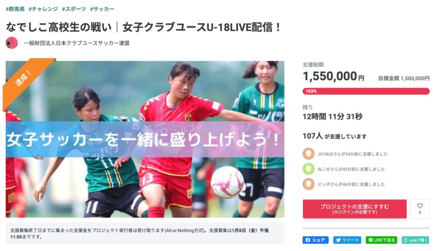 今 私たちがクラウドファンディングに挑戦する理由 Xf Cup 日本クラブユース 女子サッカー大会 U 18